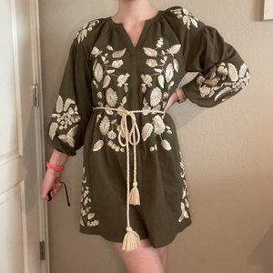 Embroidered Tunic Dress with Belt